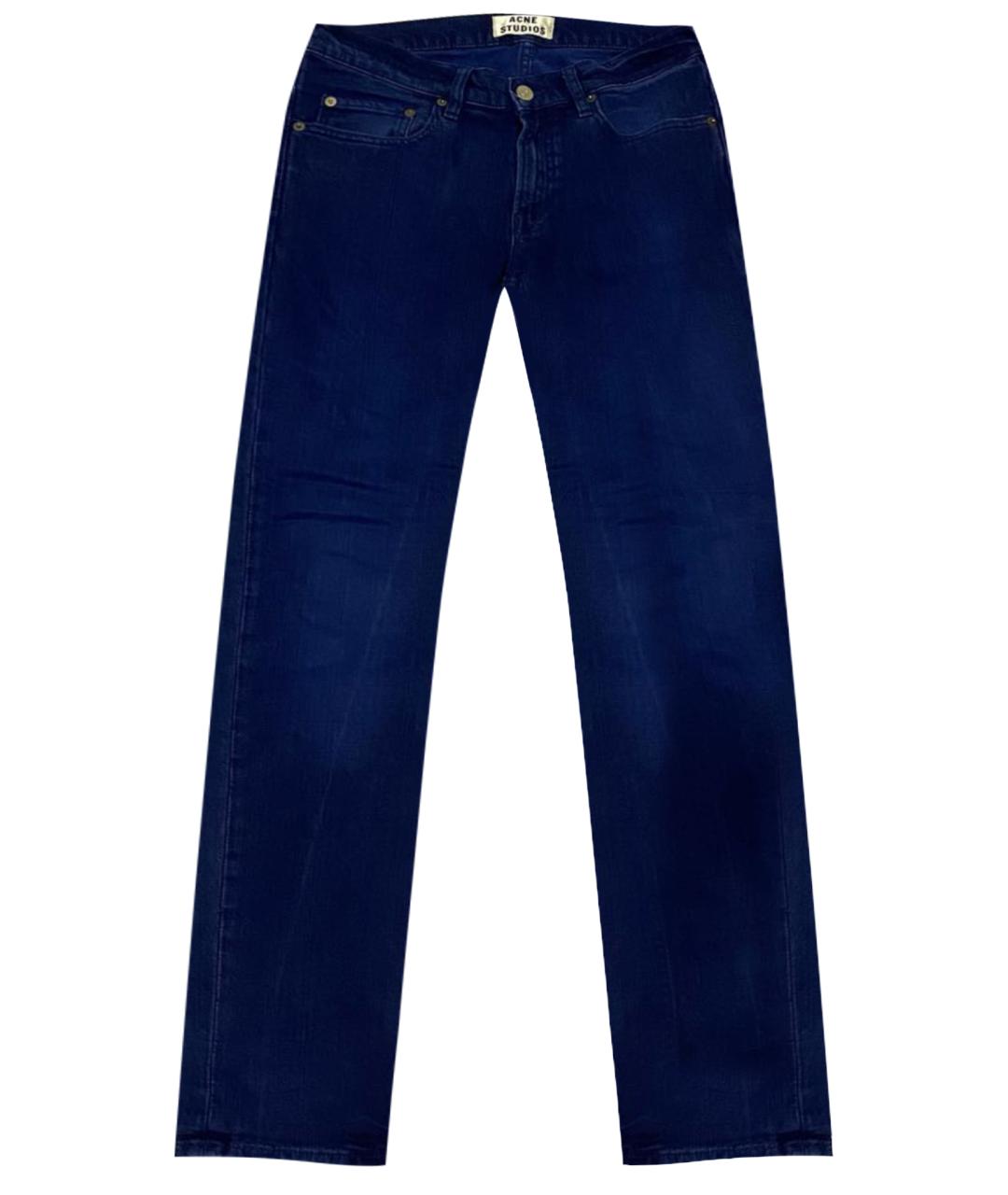 ACNE STUDIOS Темно-синие хлопко-эластановые прямые джинсы, фото 1