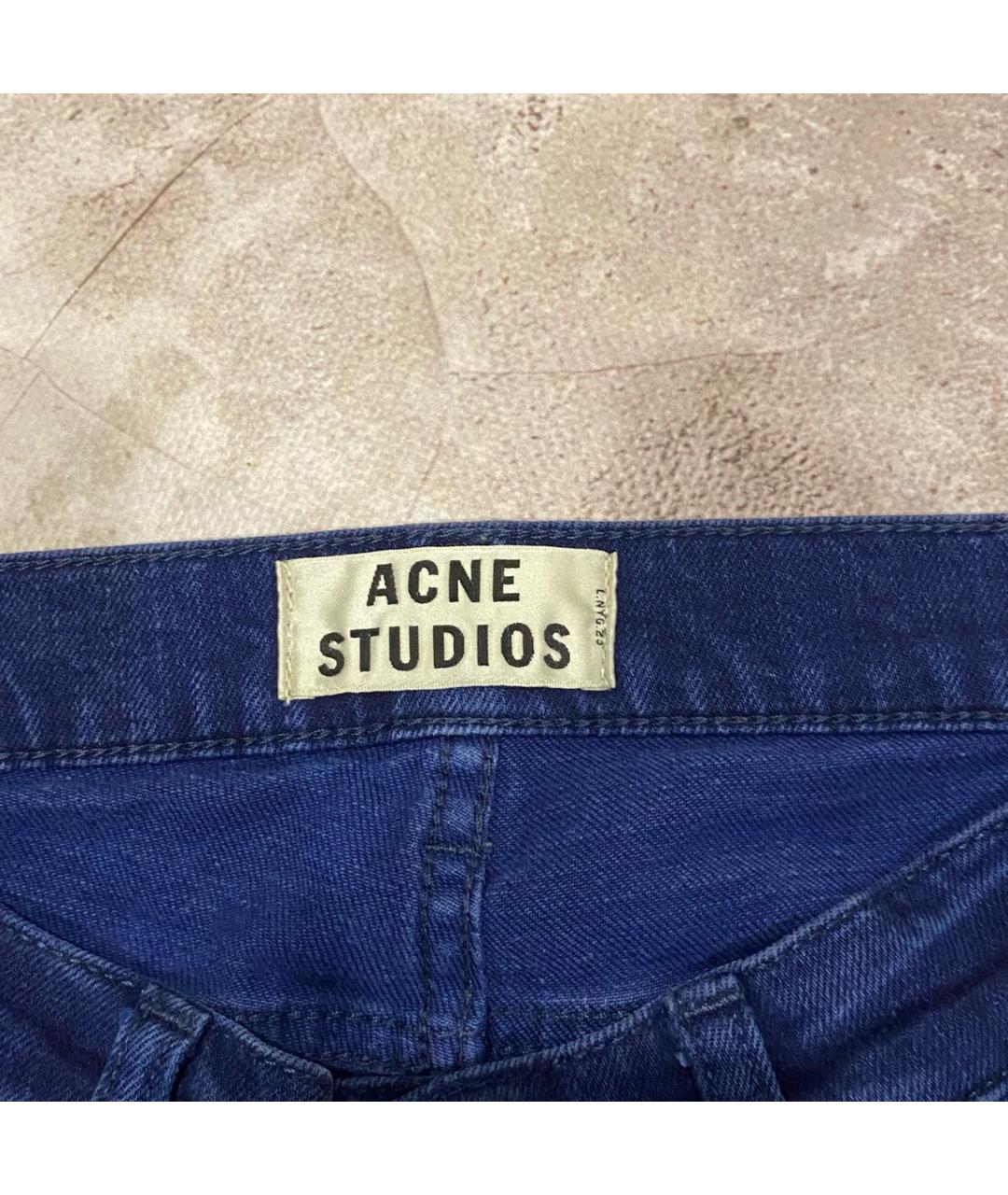 ACNE STUDIOS Темно-синие хлопко-эластановые прямые джинсы, фото 3