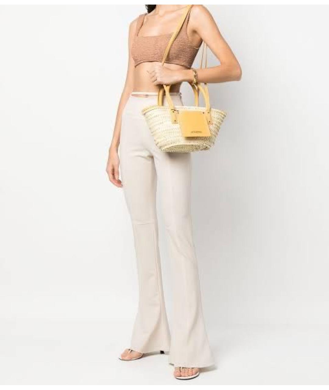 JACQUEMUS Желтая пелетеная пляжная сумка, фото 6