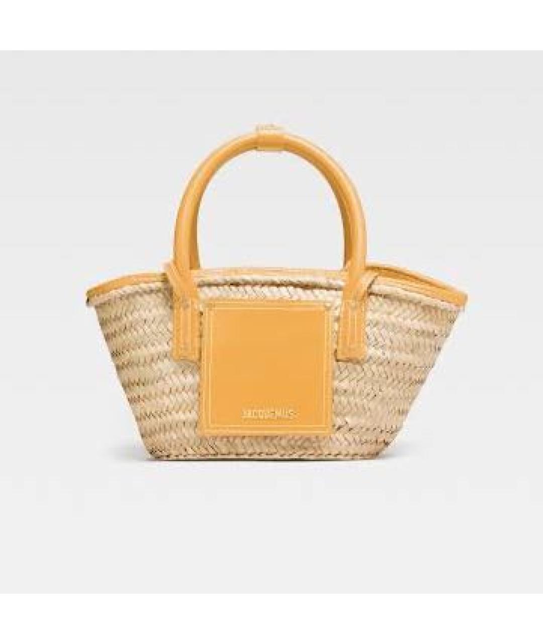 JACQUEMUS Желтая пелетеная пляжная сумка, фото 8