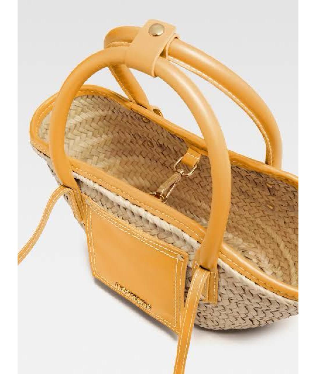 JACQUEMUS Желтая пелетеная пляжная сумка, фото 4