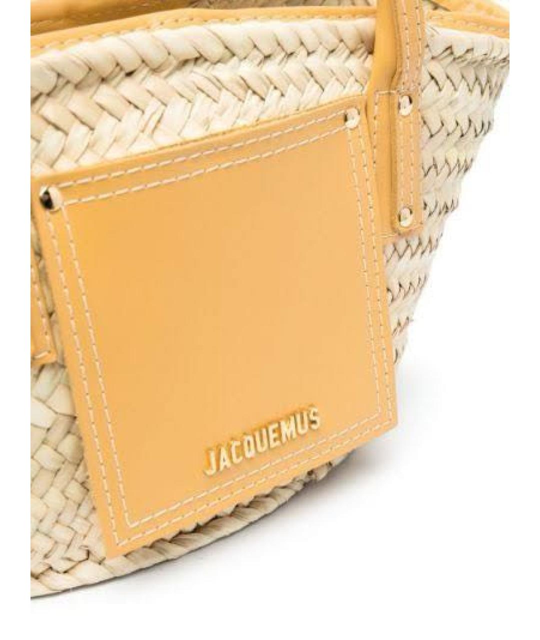 JACQUEMUS Желтая пелетеная пляжная сумка, фото 3