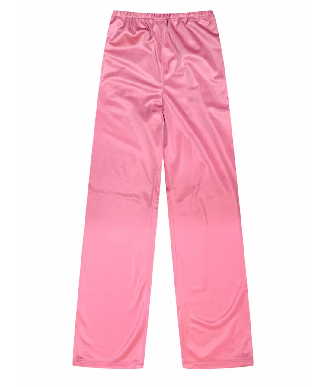 BALENCIAGA Розовые полиэстеровые прямые брюки, фото 1