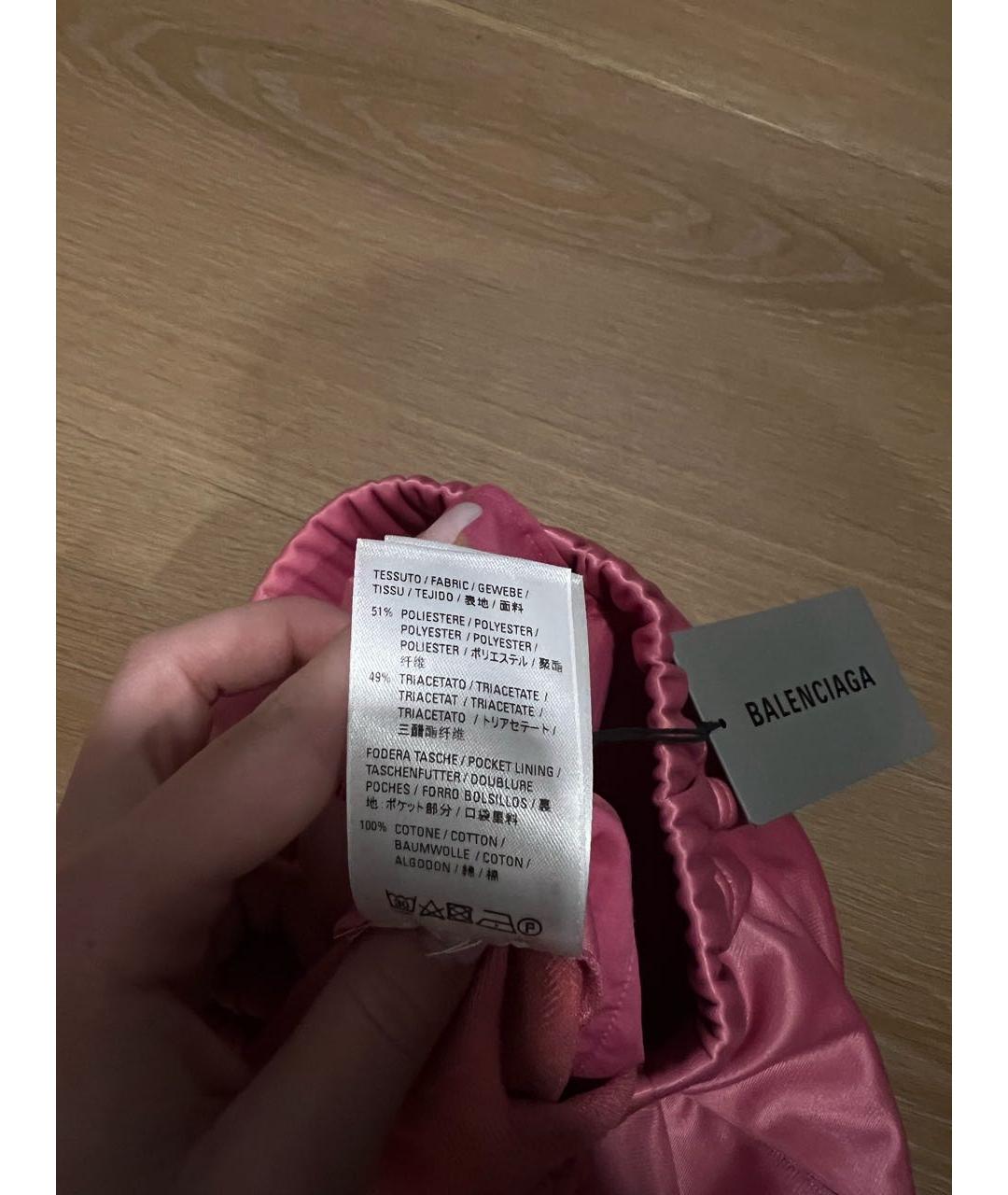 BALENCIAGA Розовые полиэстеровые прямые брюки, фото 6