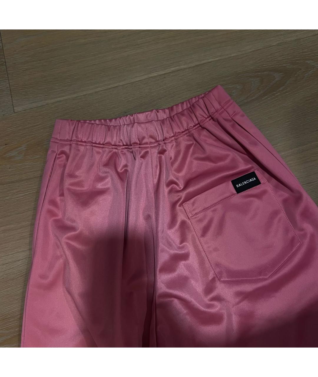 BALENCIAGA Розовые полиэстеровые прямые брюки, фото 4