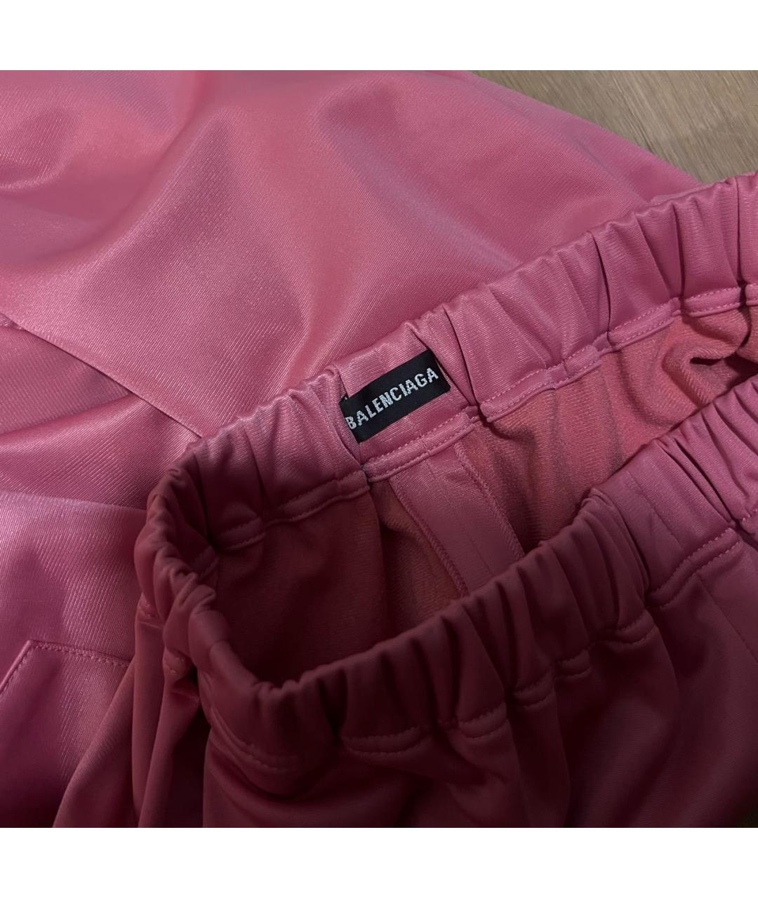 BALENCIAGA Розовые полиэстеровые прямые брюки, фото 3