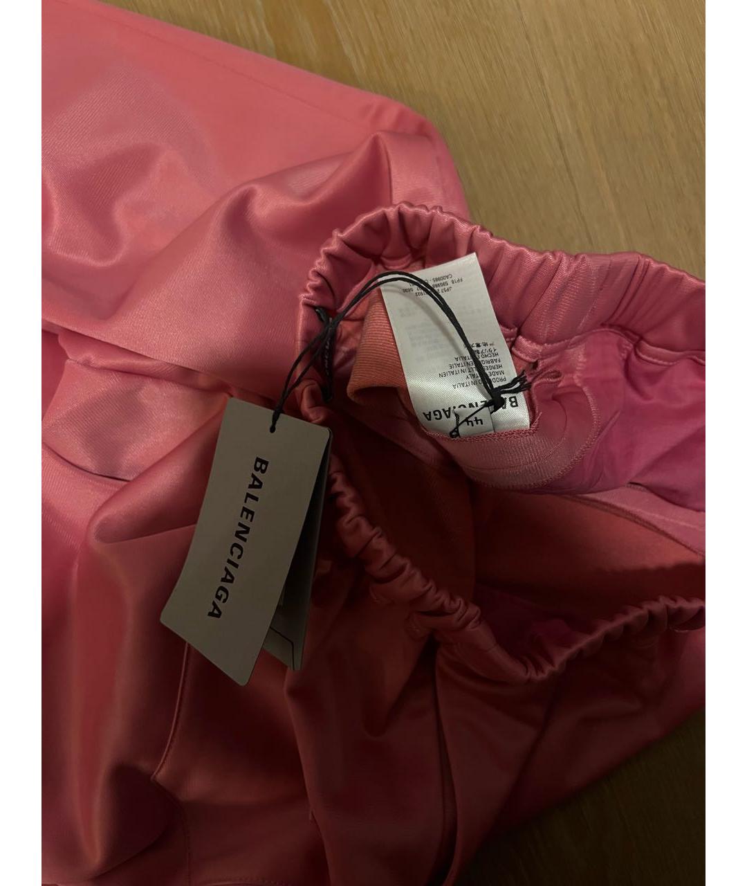 BALENCIAGA Розовые полиэстеровые прямые брюки, фото 7
