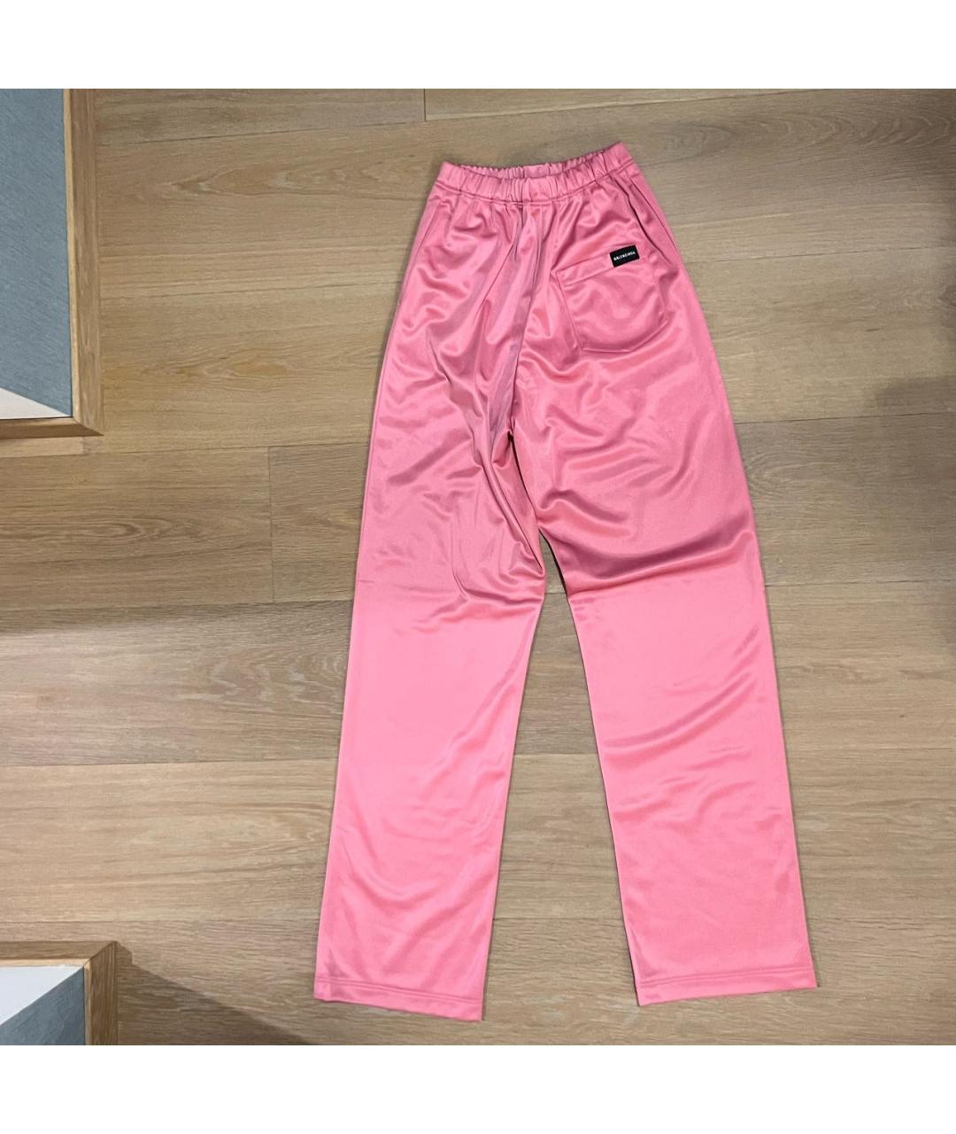 BALENCIAGA Розовые полиэстеровые прямые брюки, фото 2