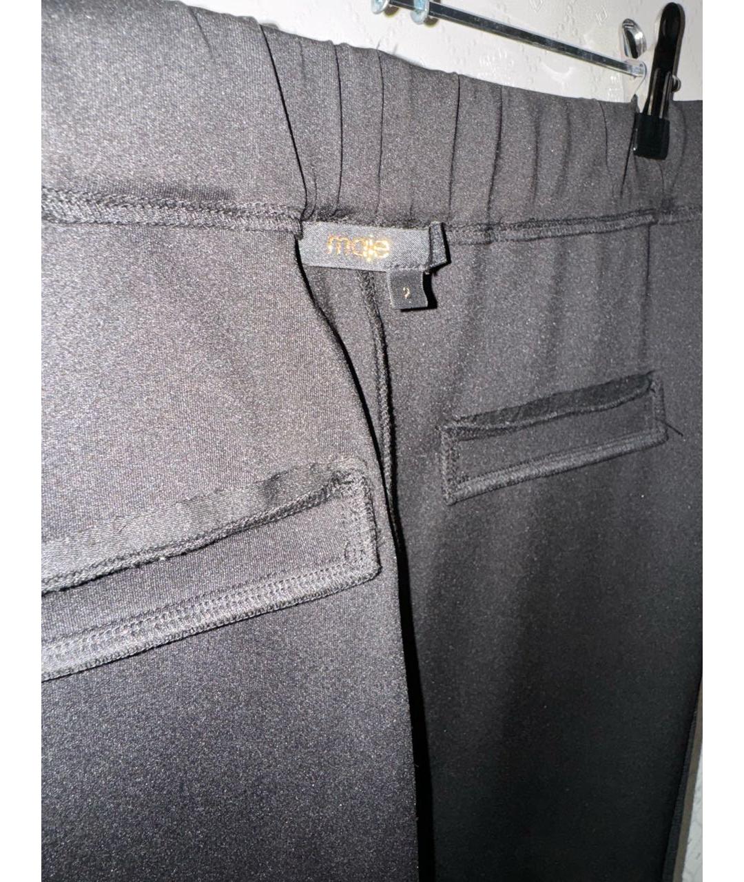 MAJE Черные полиэстеровые брюки узкие, фото 4