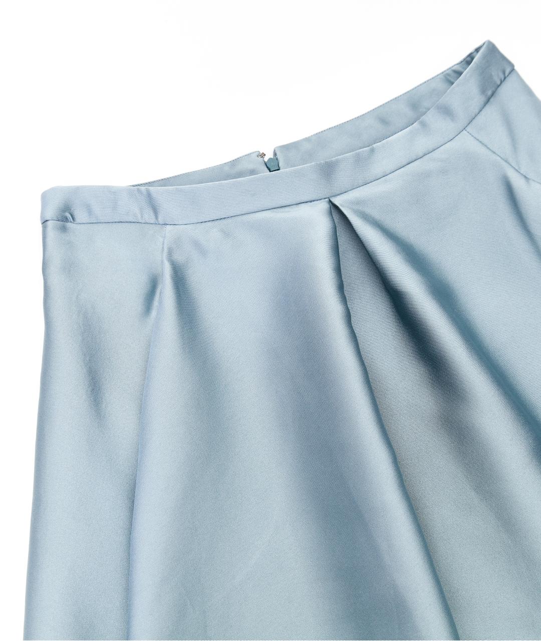 BALENCIAGA Голубая атласная юбка мини, фото 3