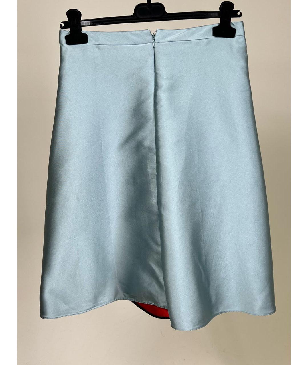 BALENCIAGA Голубая атласная юбка мини, фото 2