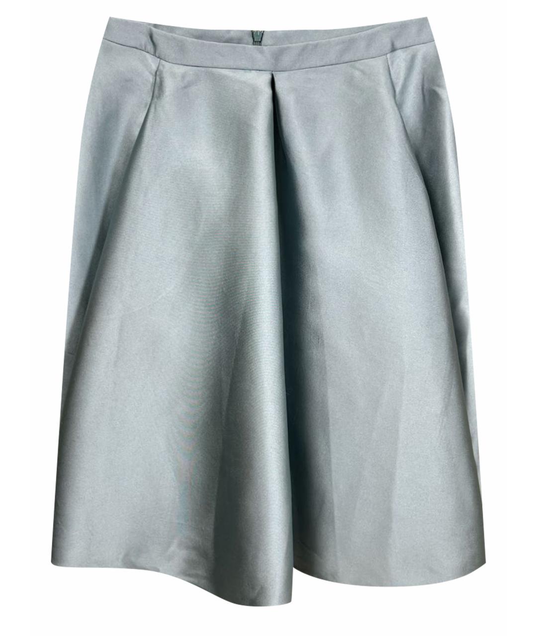 BALENCIAGA Голубая атласная юбка мини, фото 1