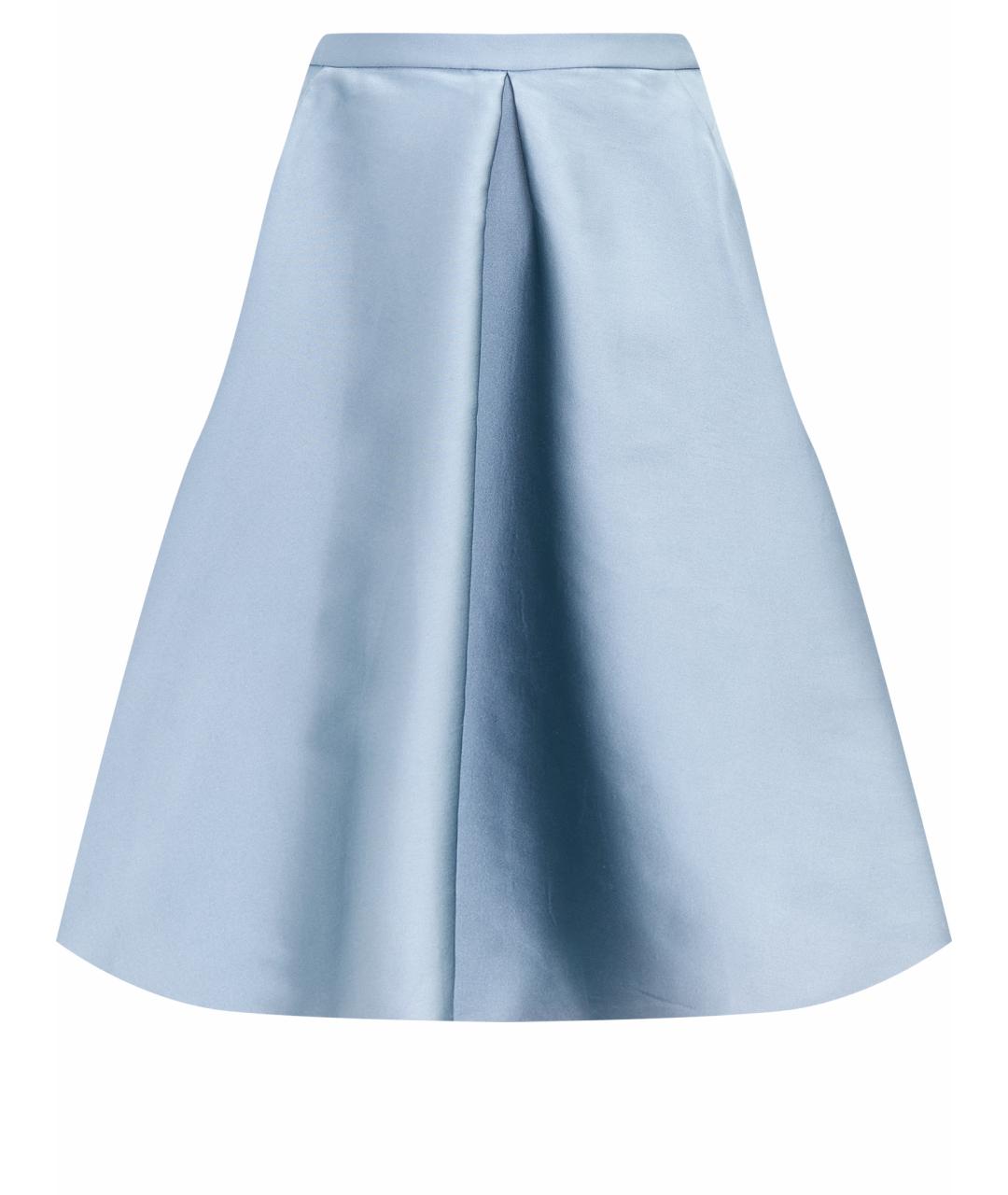 BALENCIAGA Голубая атласная юбка мини, фото 1