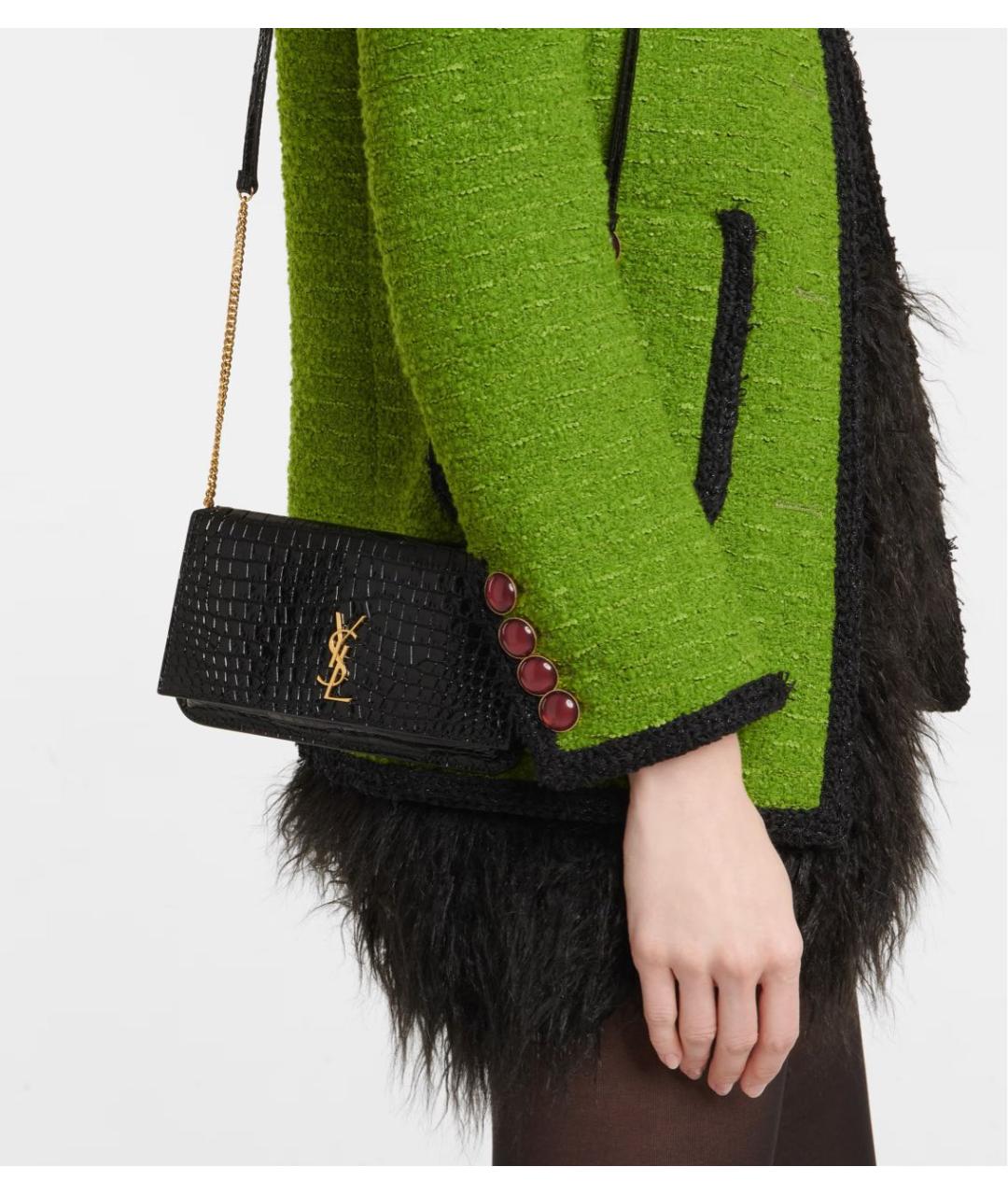 SAINT LAURENT Черная кожаная сумка через плечо, фото 4