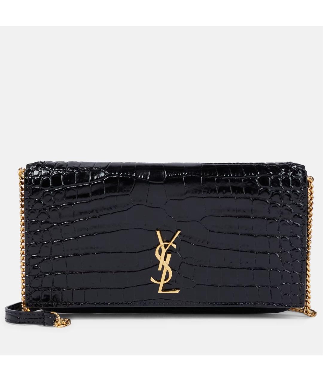 SAINT LAURENT Черная кожаная сумка через плечо, фото 6