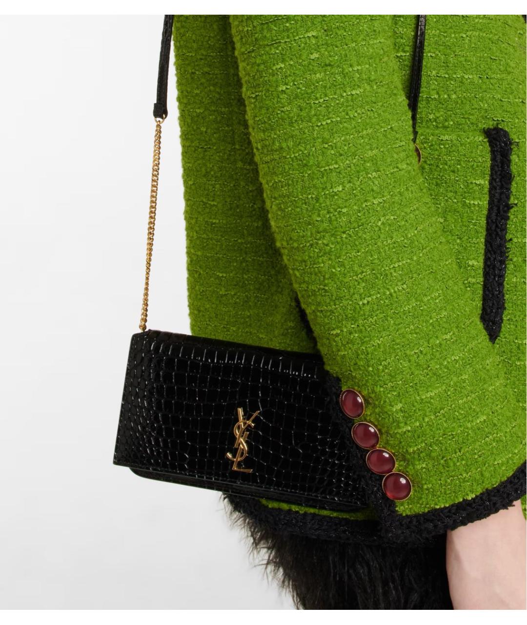 SAINT LAURENT Черная кожаная сумка через плечо, фото 3