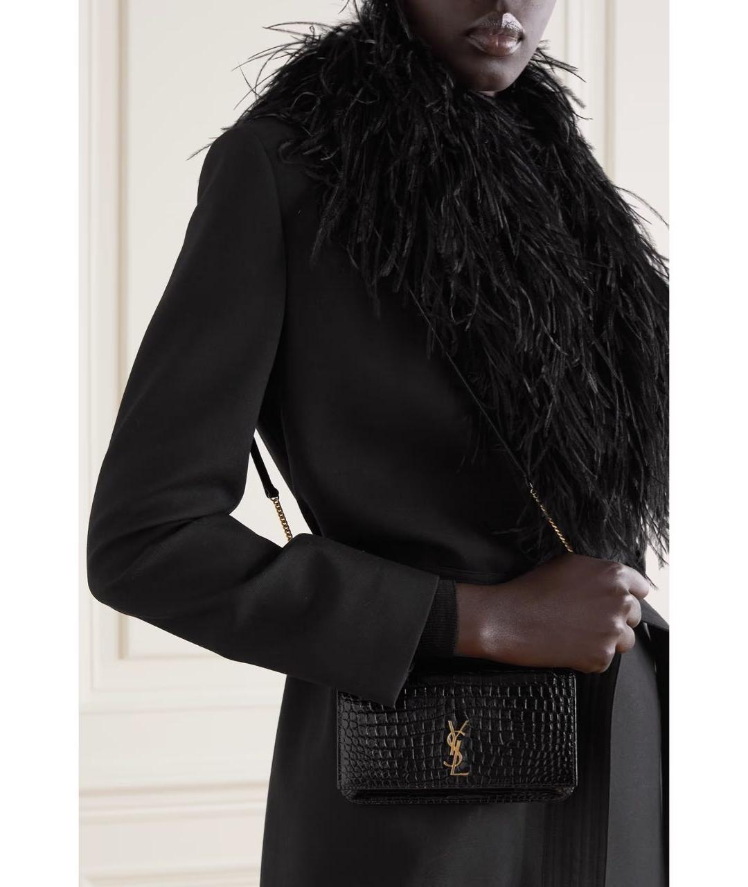SAINT LAURENT Черная кожаная сумка через плечо, фото 7