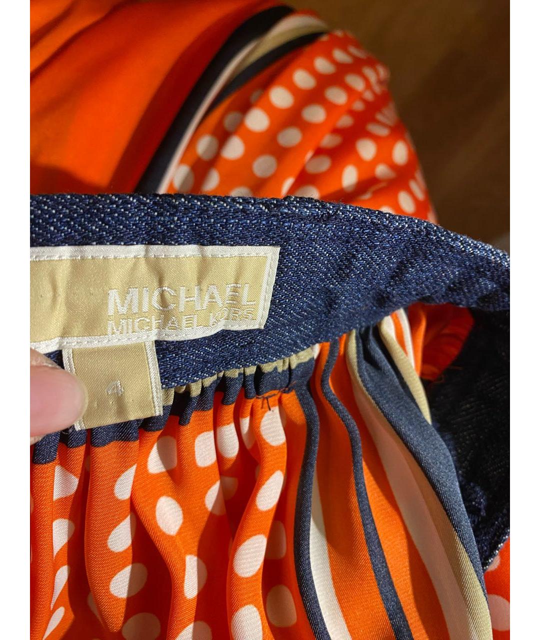 MICHAEL KORS Оранжевая полиэстеровая юбка миди, фото 3