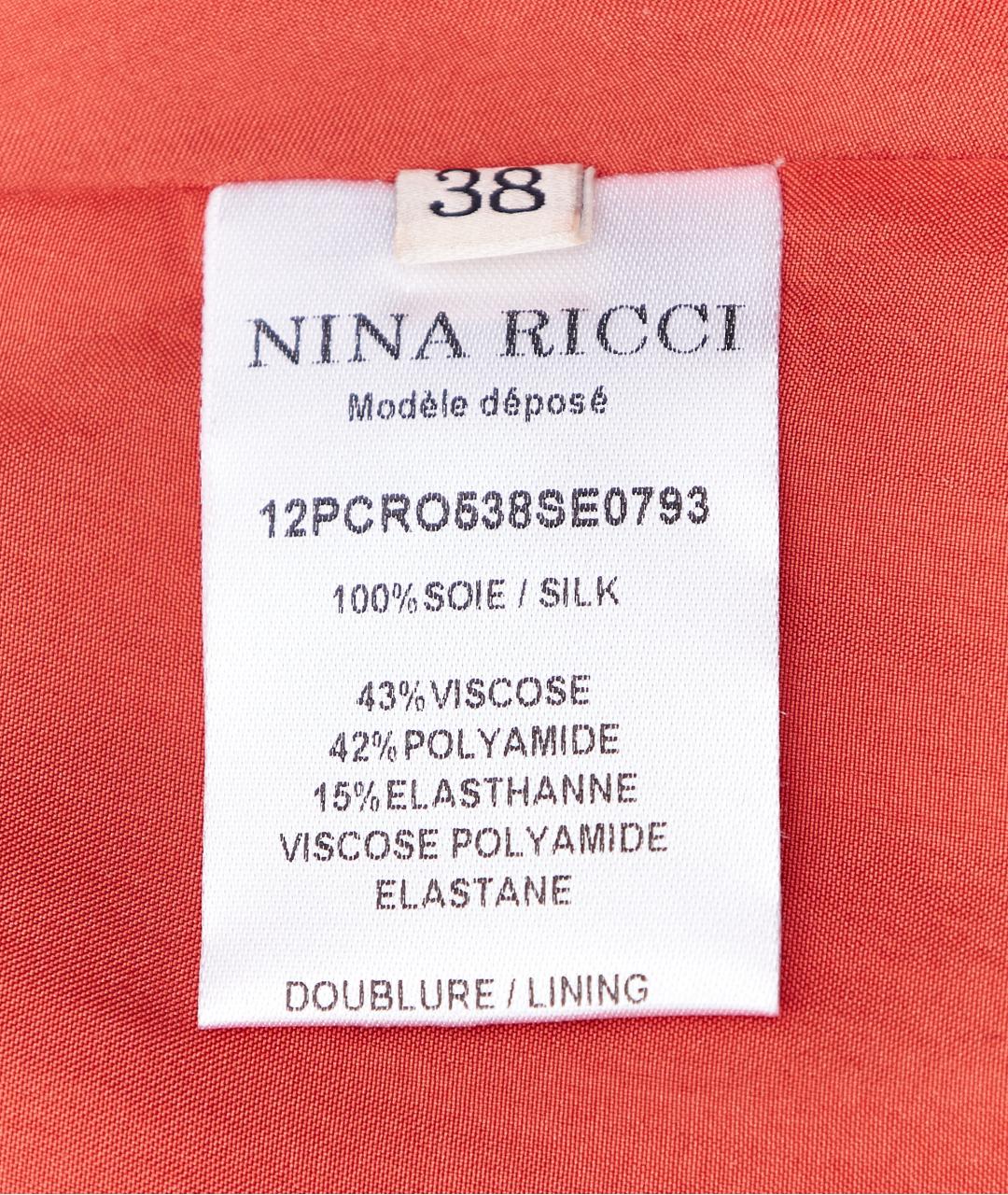 NINA RICCI Оранжевое шелковое коктейльное платье, фото 7