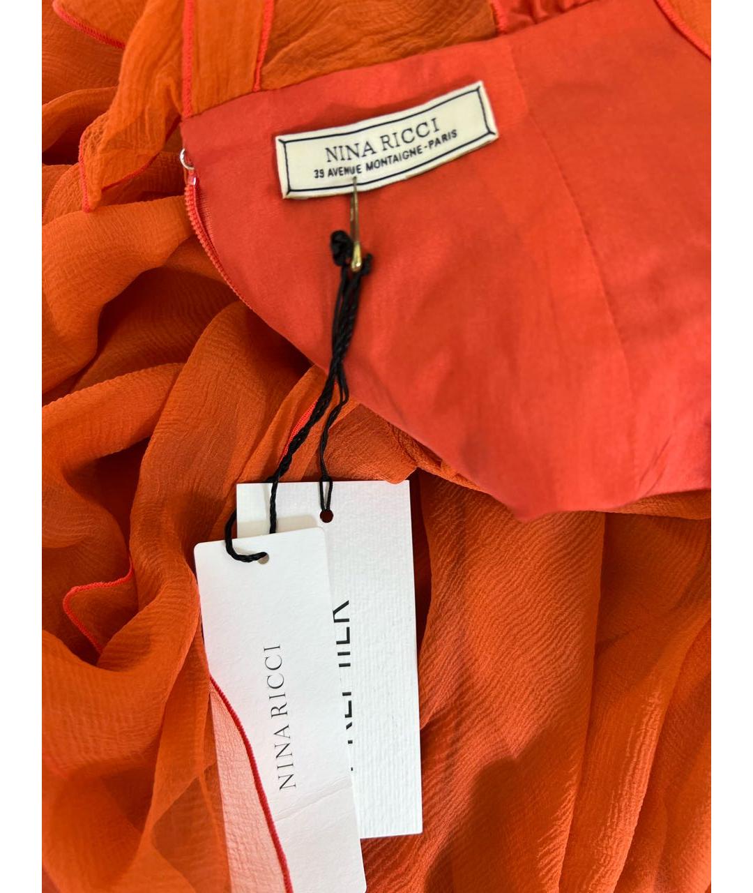 NINA RICCI Оранжевое шелковое коктейльное платье, фото 4