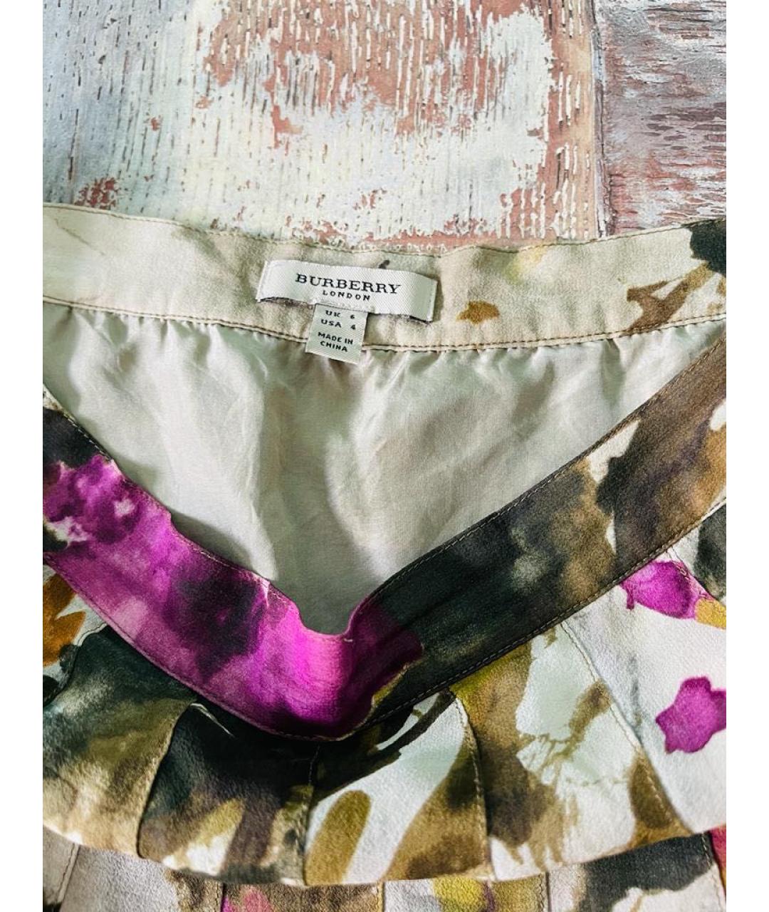 BURBERRY Мульти шелковая юбка миди, фото 6