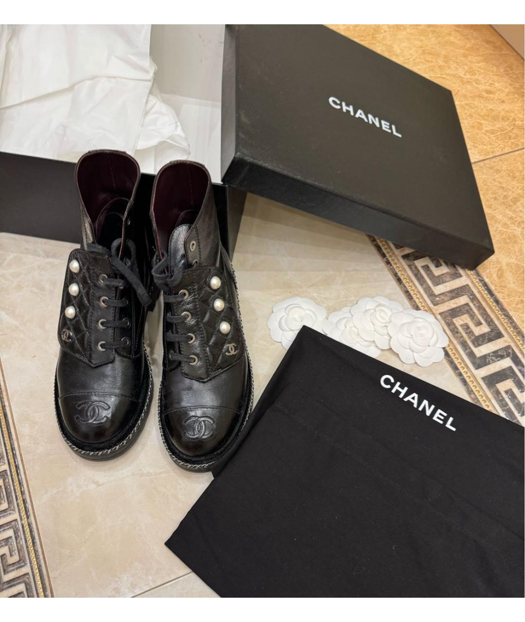 CHANEL Черные кожаные ботинки, фото 2