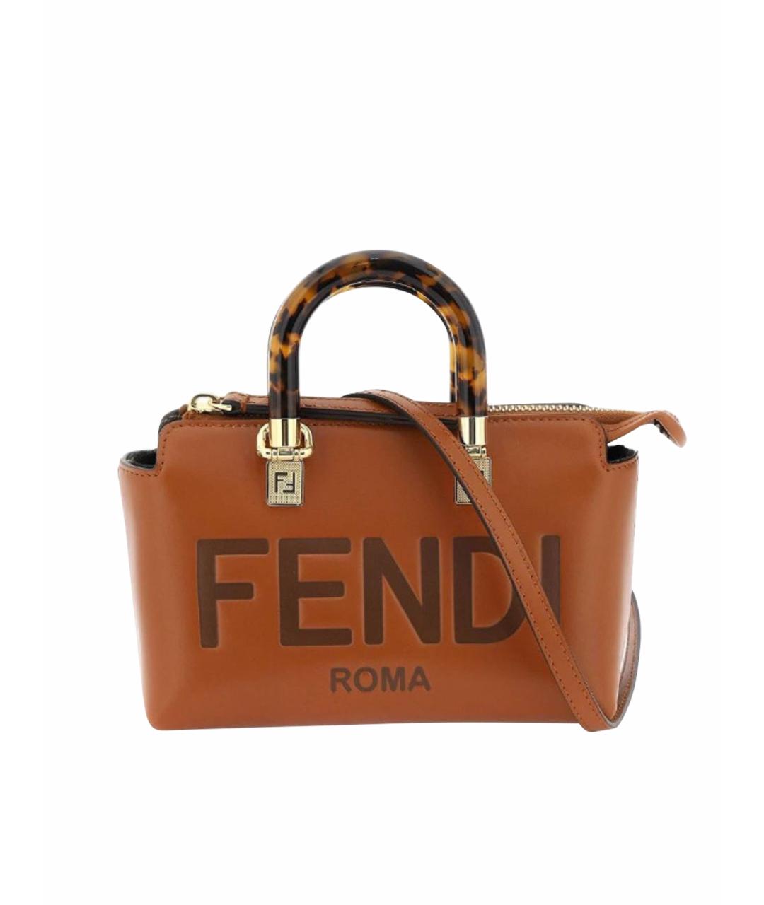 FENDI Коричневая кожаная сумка через плечо, фото 5