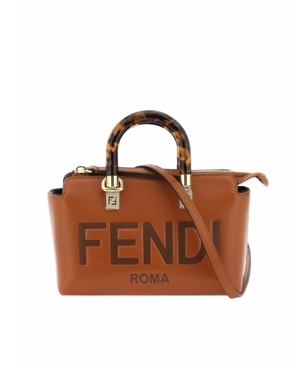 FENDI Коричневая кожаная сумка через плечо, фото 1