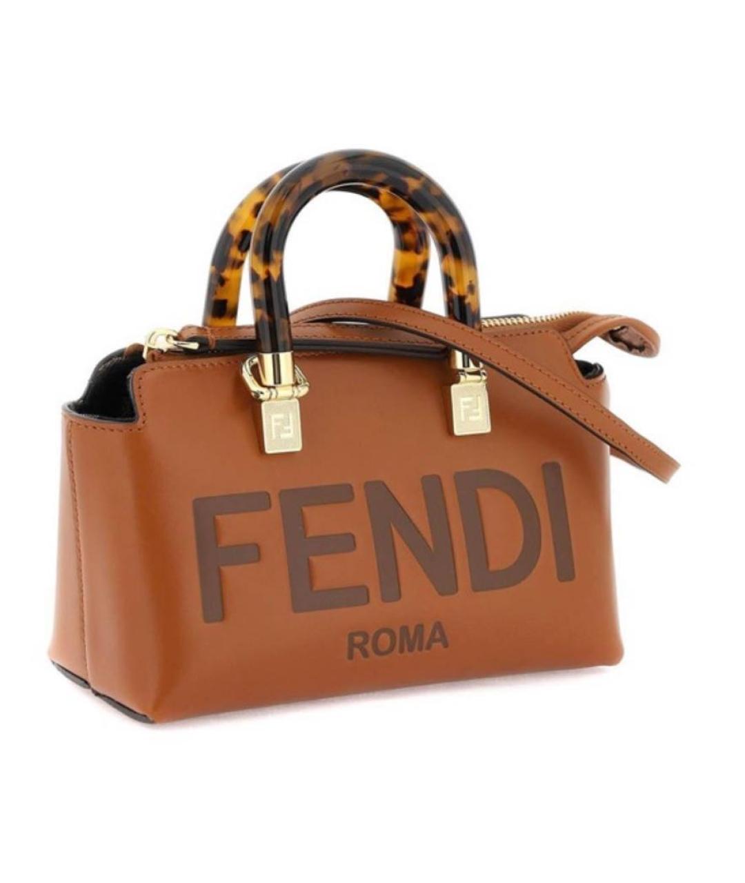 FENDI Коричневая кожаная сумка через плечо, фото 2