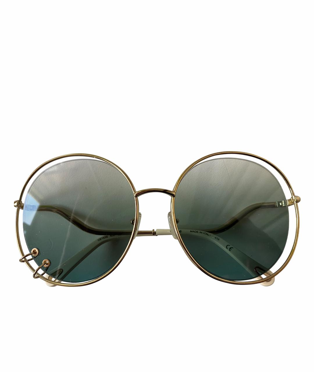 CHLOE Золотые металлические солнцезащитные очки, фото 1
