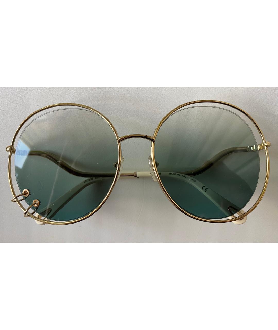 CHLOE Золотые металлические солнцезащитные очки, фото 9