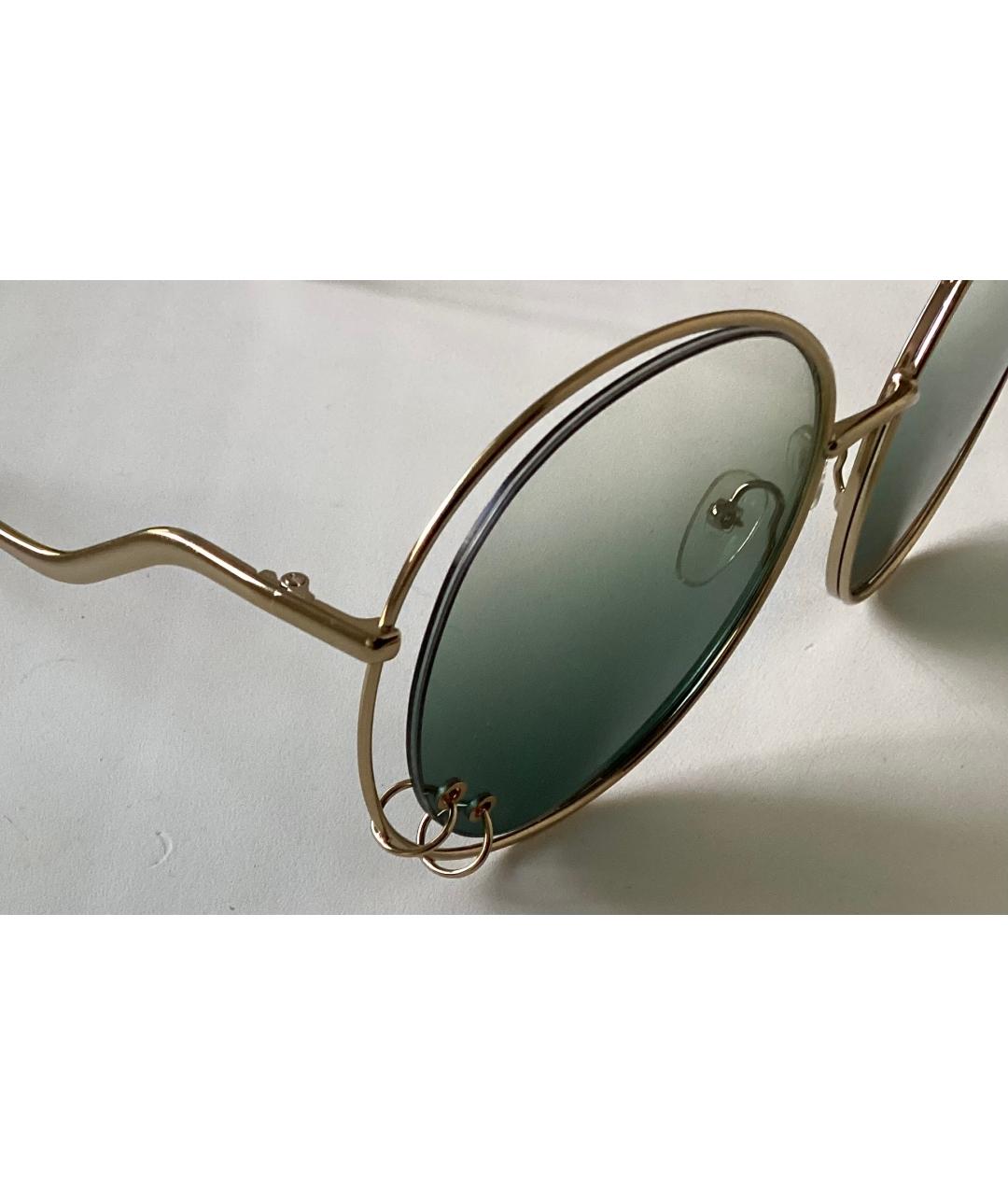 CHLOE Золотые металлические солнцезащитные очки, фото 3