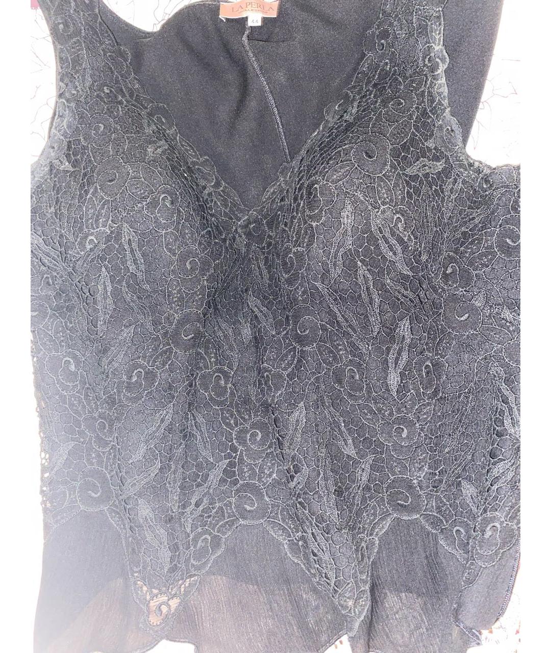 LA PERLA Черное шифоновое коктейльное платье, фото 4