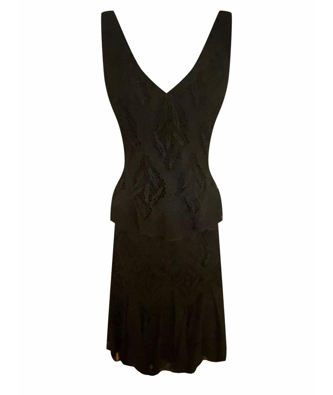 LA PERLA Черное шифоновое коктейльное платье, фото 1