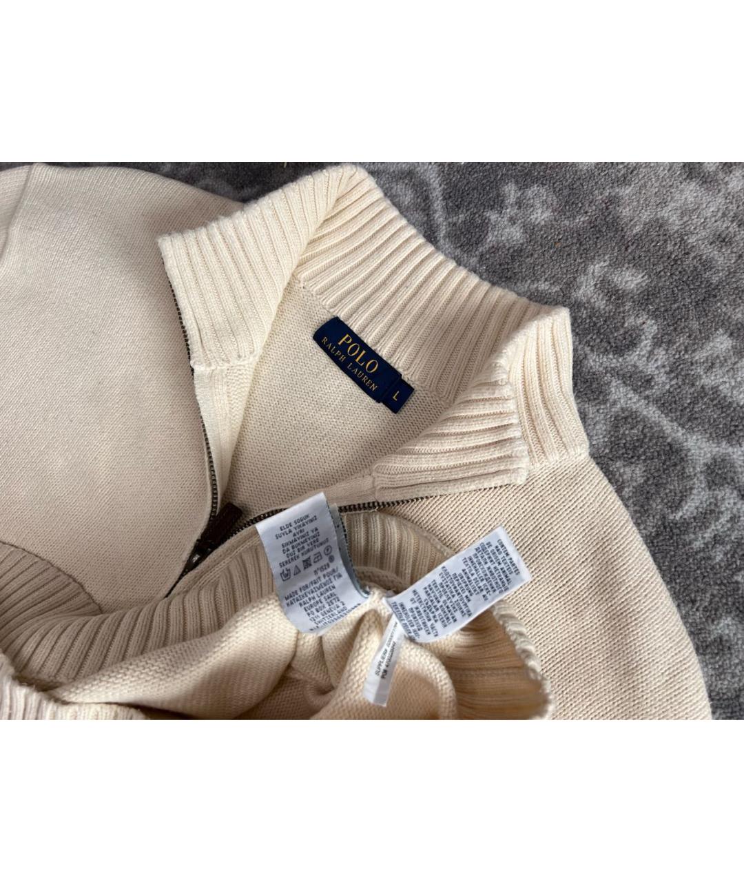 POLO RALPH LAUREN Бежевый хлопковый джемпер / свитер, фото 4