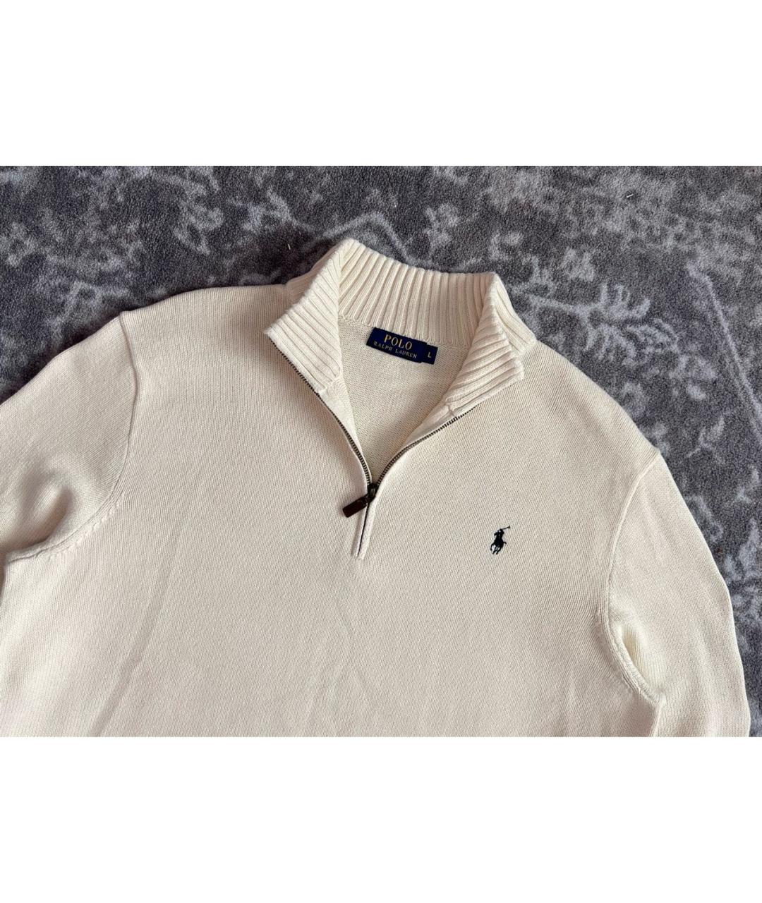 POLO RALPH LAUREN Бежевый хлопковый джемпер / свитер, фото 2