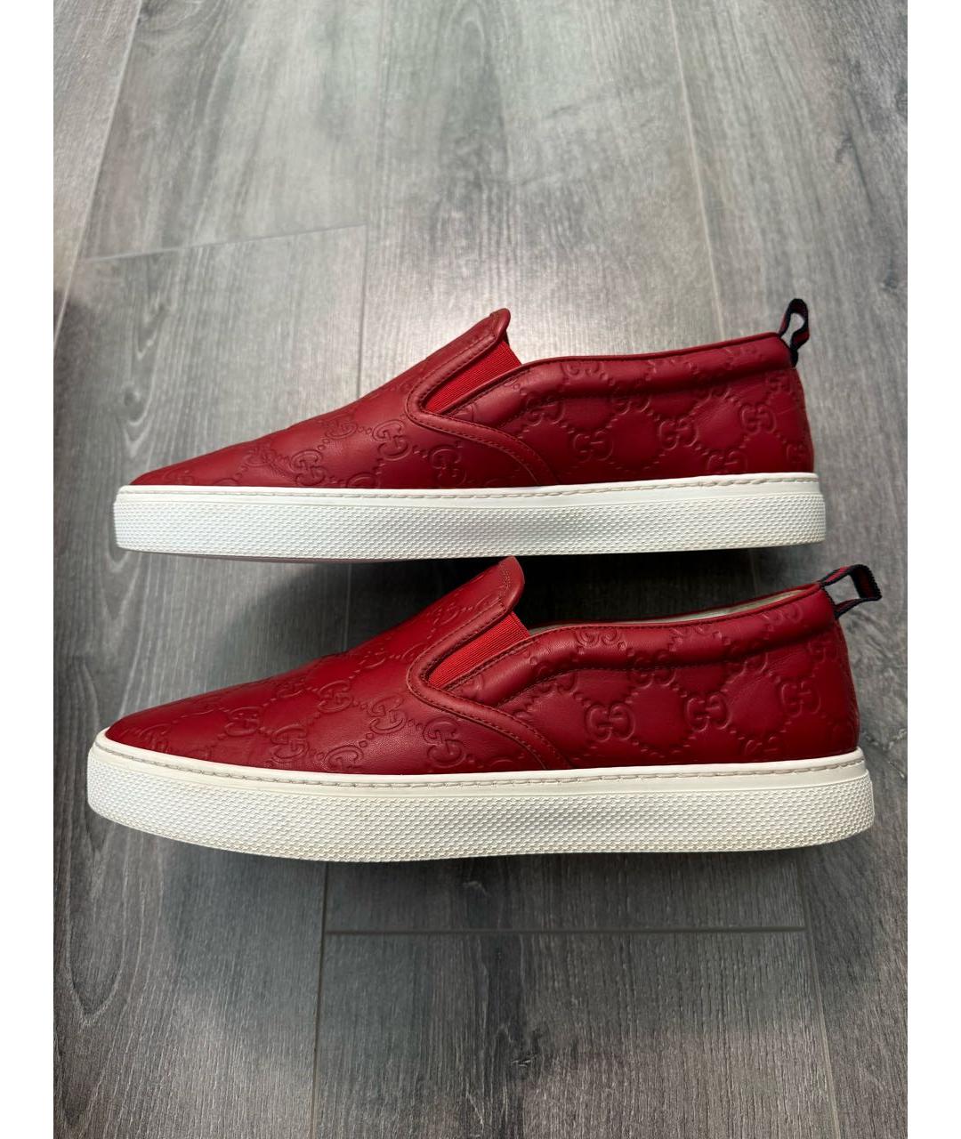 GUCCI Красные кожаные слипоны, фото 9