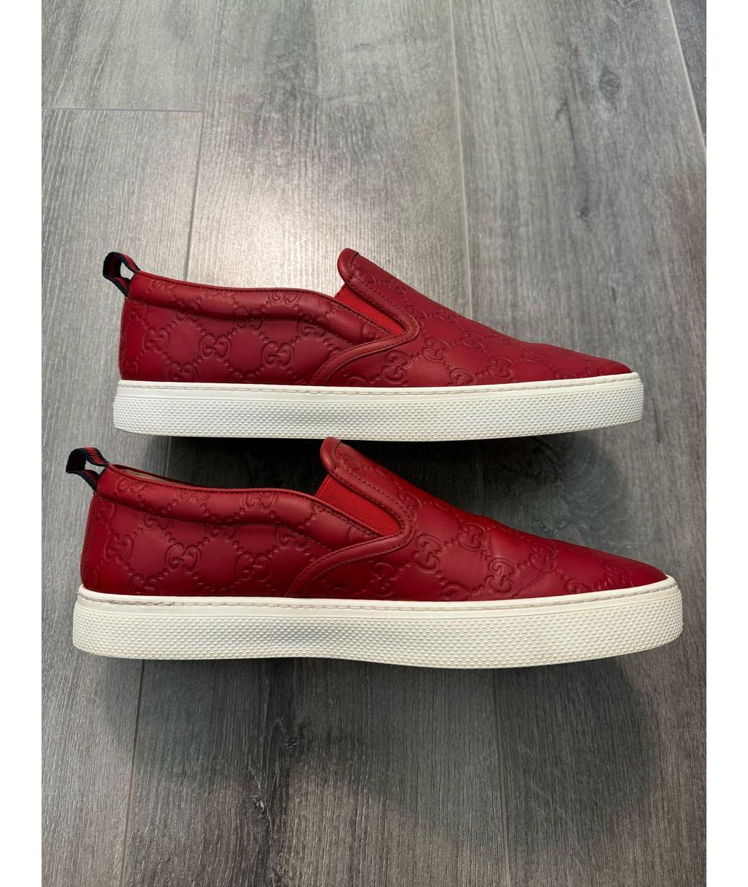 GUCCI Красные кожаные слипоны, фото 5