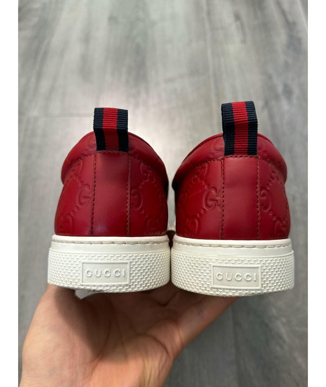 GUCCI Красные кожаные слипоны, фото 4