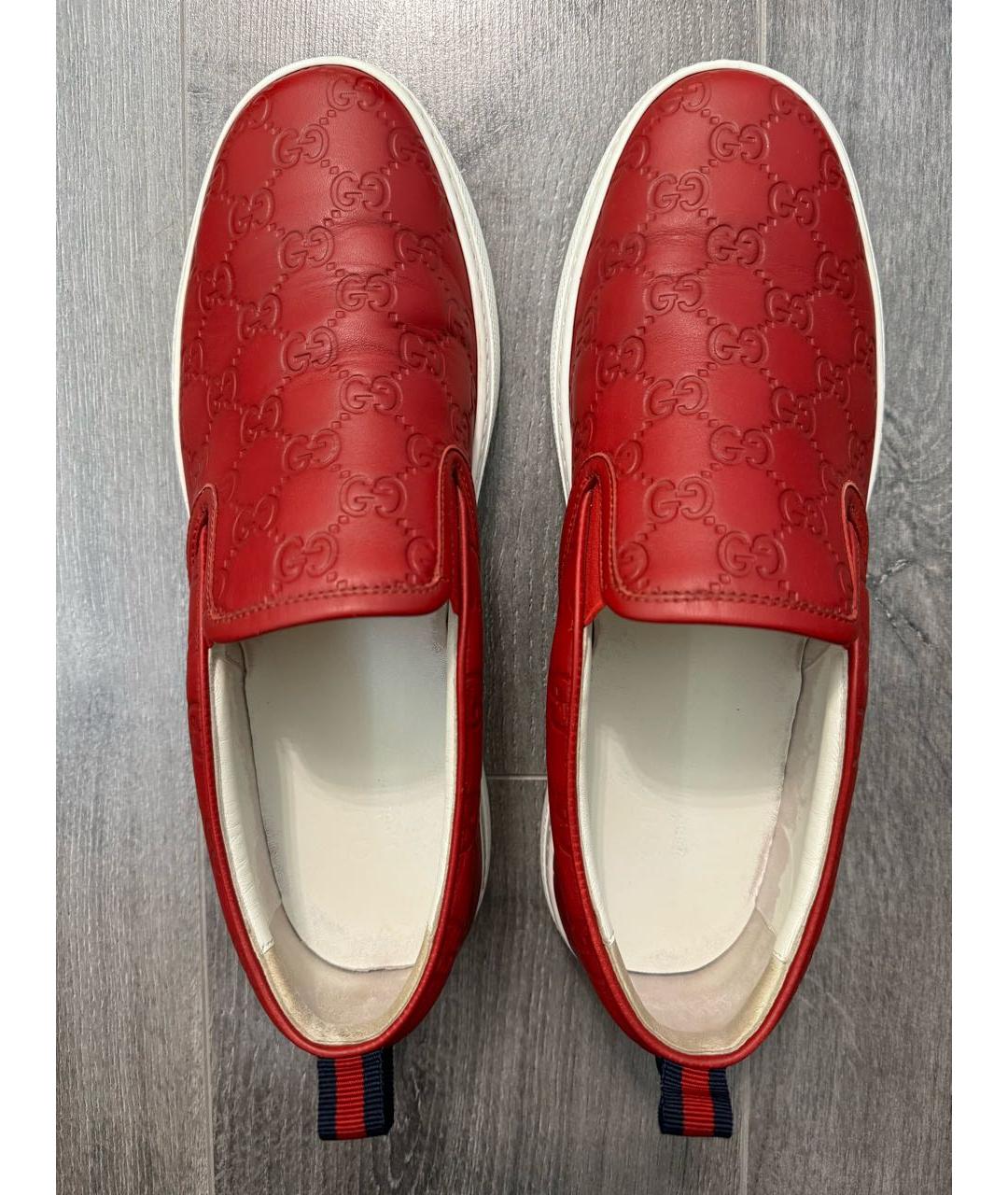 GUCCI Красные кожаные слипоны, фото 3