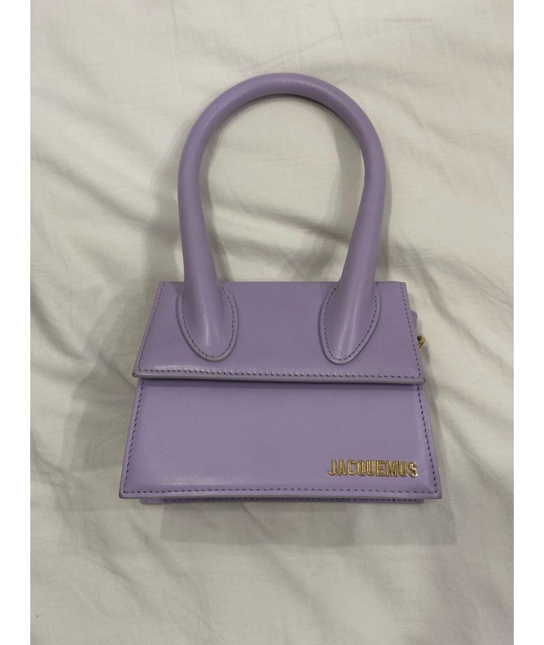 JACQUEMUS Фиолетовая кожаная сумка с короткими ручками, фото 7
