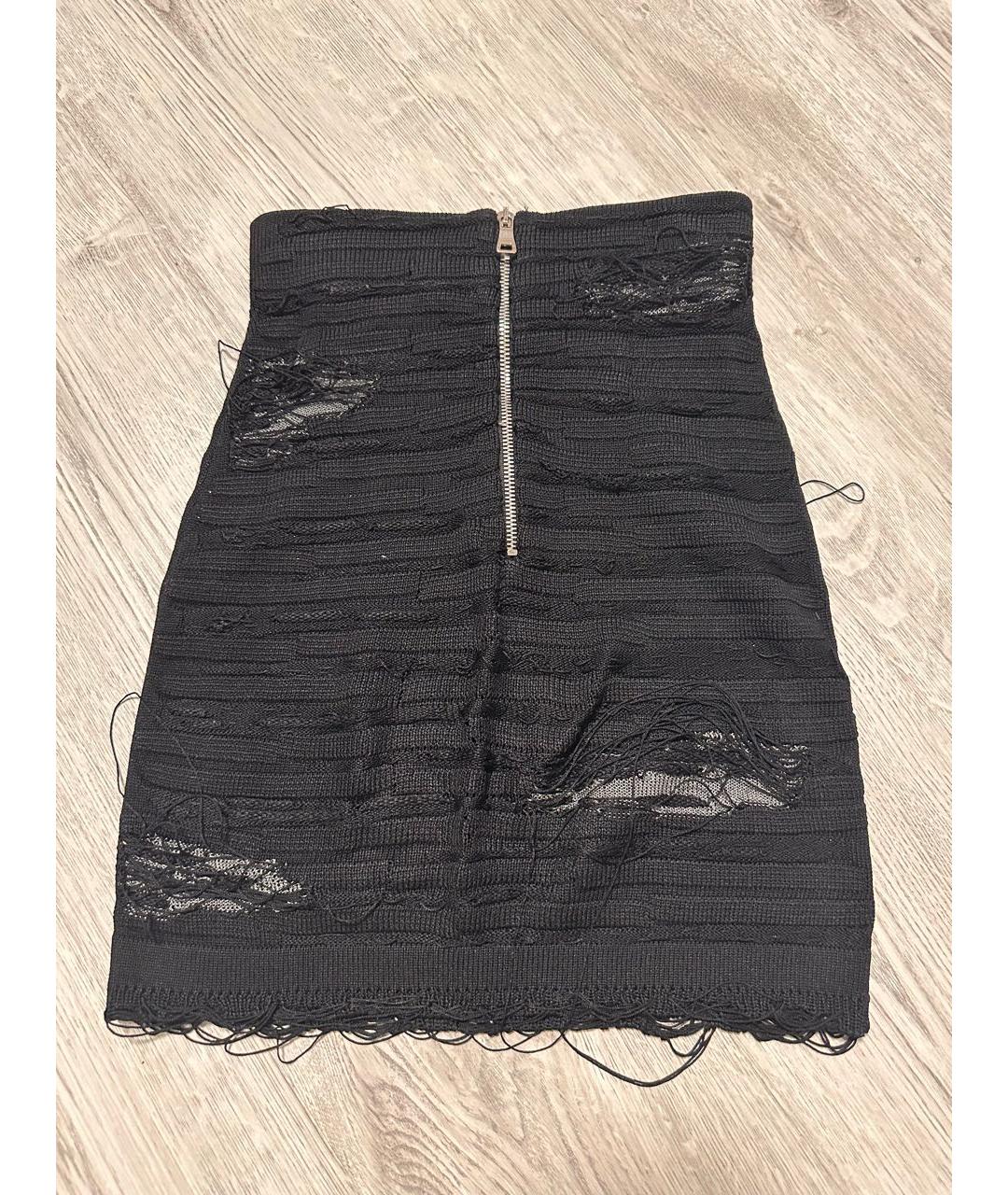 BALMAIN Черная вискозная юбка мини, фото 2