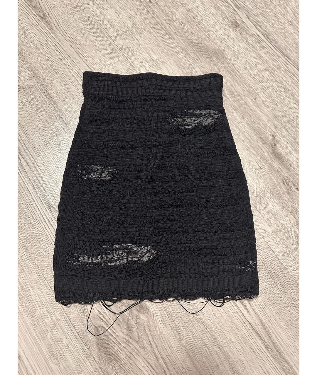 BALMAIN Черная вискозная юбка мини, фото 7