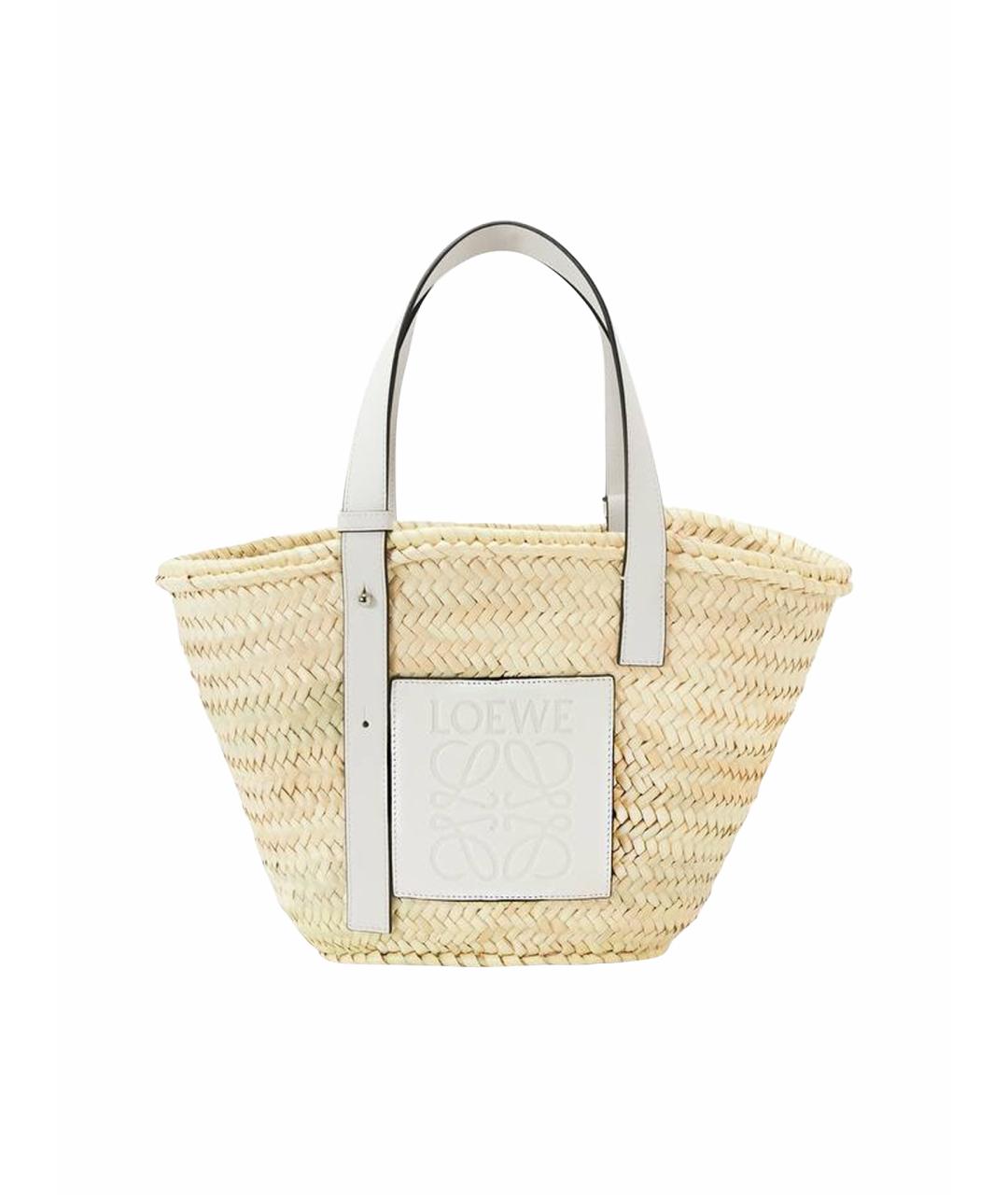 LOEWE Бежевая пелетеная пляжная сумка, фото 1