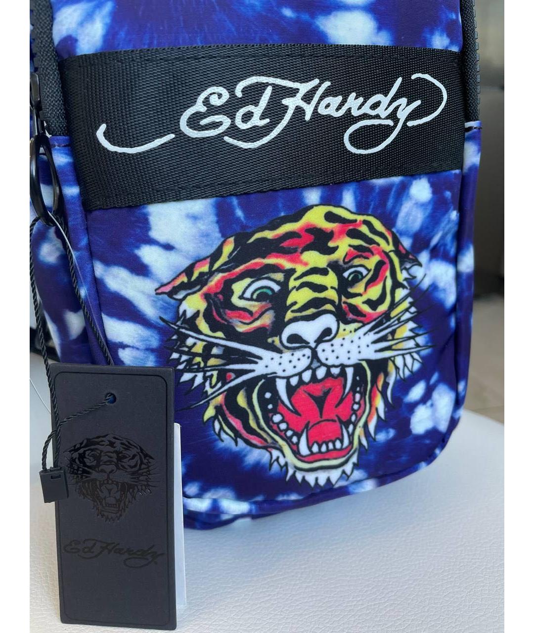 ED HARDY Синяя тканевая сумка на плечо, фото 2