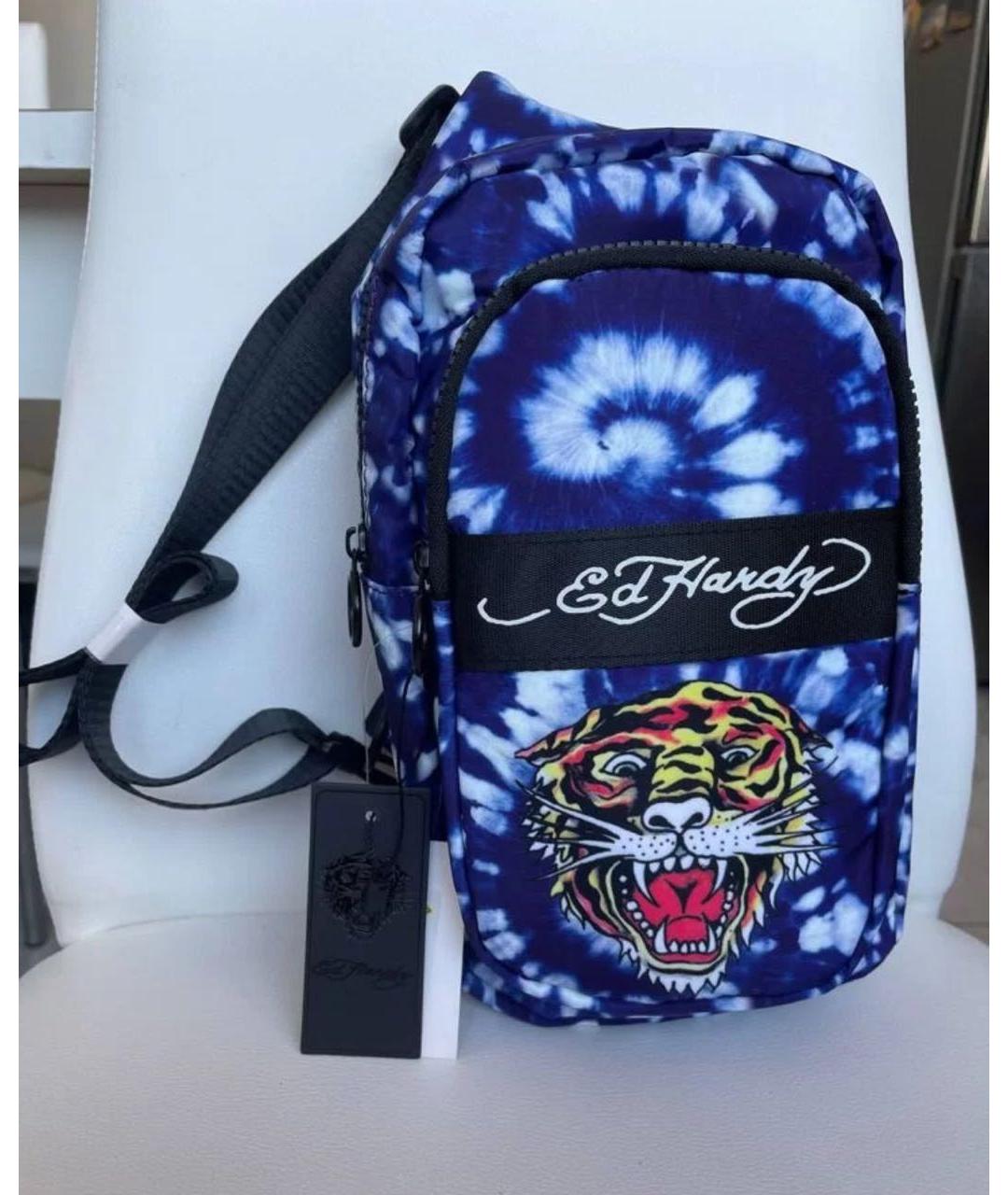 ED HARDY Синяя тканевая сумка на плечо, фото 4