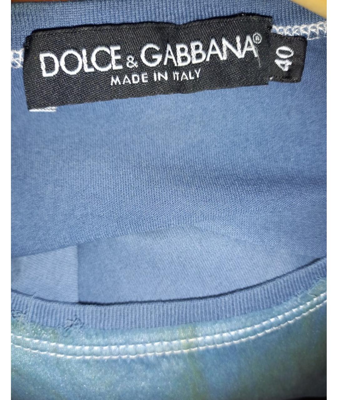 DOLCE&GABBANA Темно-синяя шелковая футболка, фото 3
