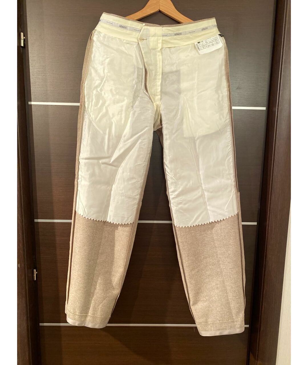 ARMANI COLLEZIONI Бежевые шерстяные классические брюки, фото 3