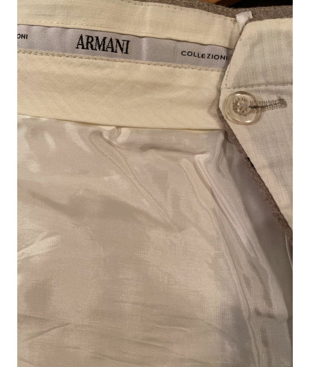 ARMANI COLLEZIONI Бежевые шерстяные классические брюки, фото 6