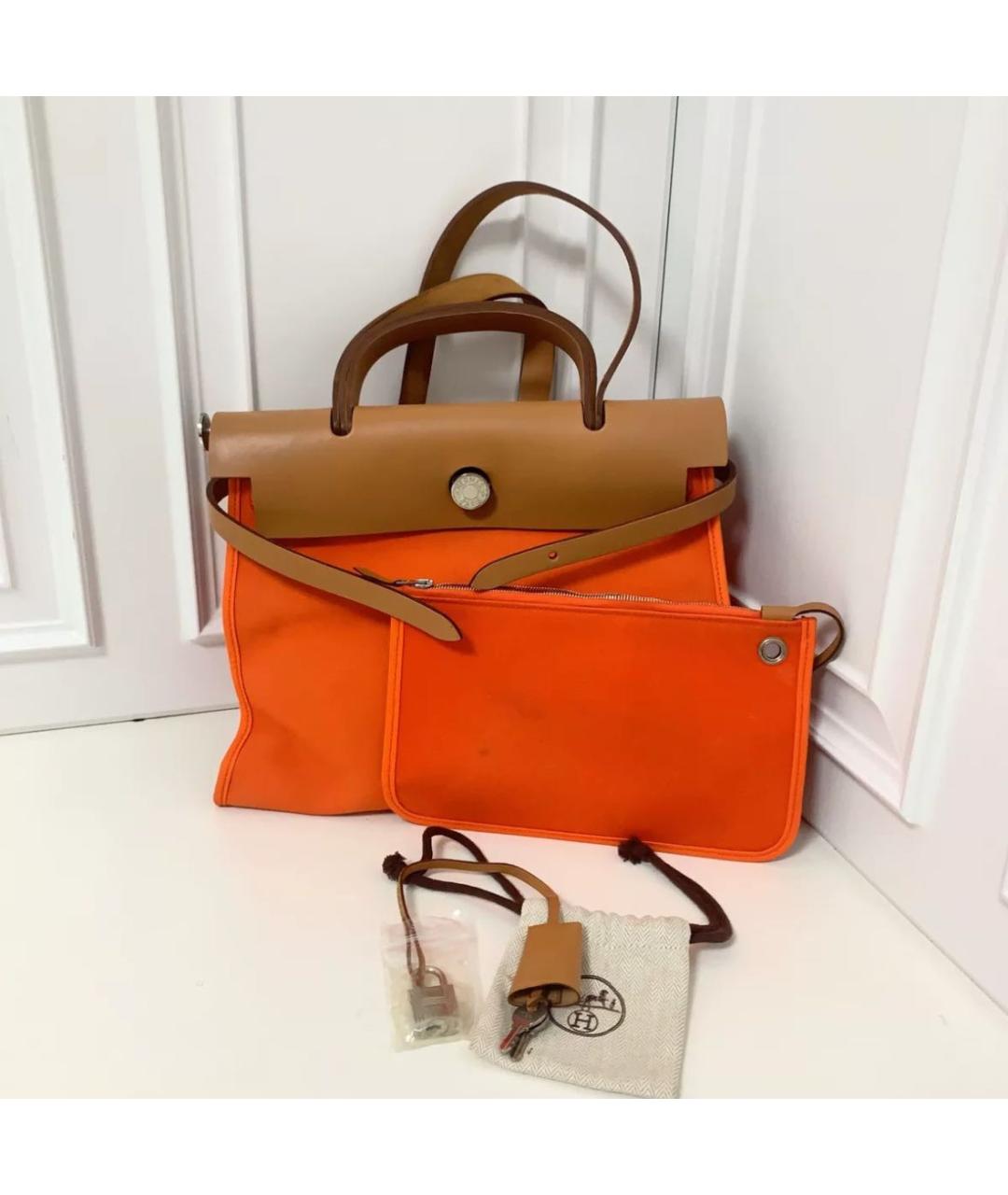 HERMES Оранжевая сумка с короткими ручками, фото 7